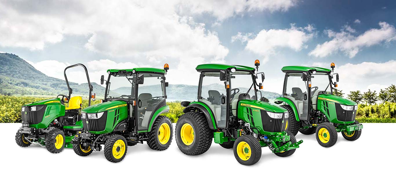 Landscape with group compact utility tractors