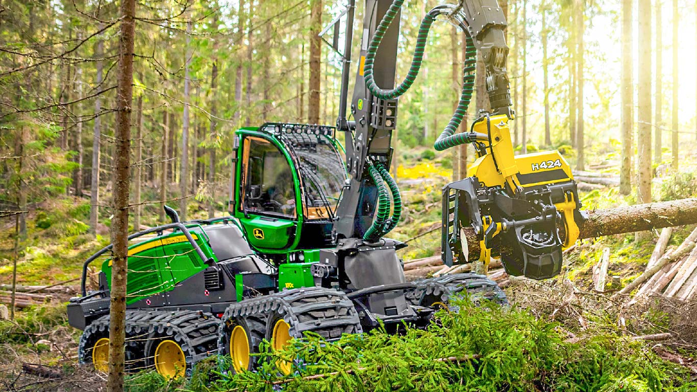 John Deere 1170G/H424 puu langetamine ja lõikamine